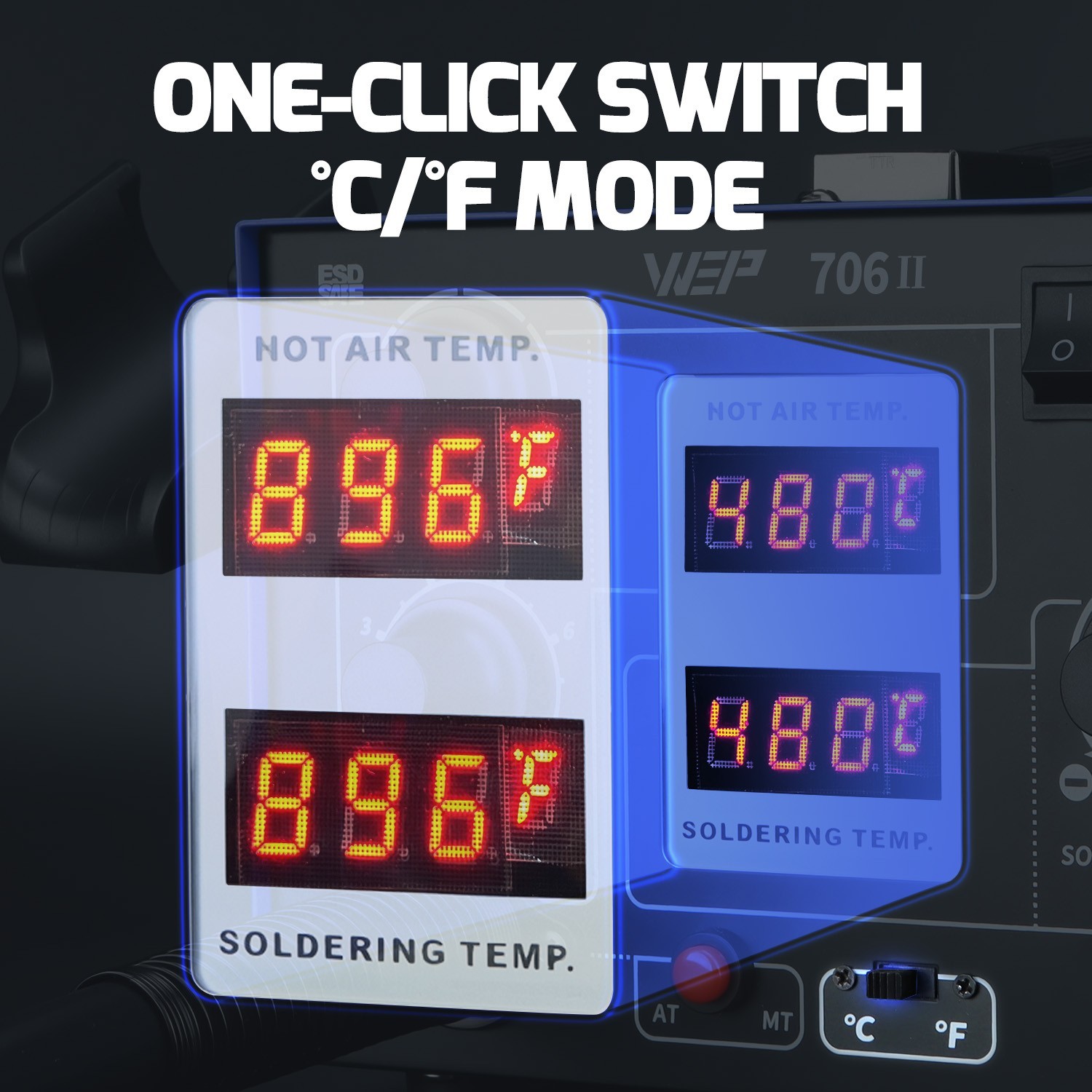 WEP T12 Soldering Station 2-IN-1  Desoldering Station Hot Air Gun Solder Iron