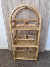 Vintage Bamboo Rattan Wicker Arched 3 Shelf Bookcase/Display Unit