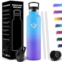 Trinkflasche Edelstahl 1L Auslaufsicher, Bpa-Frei, Doppelwandig, Mit Strohhalm