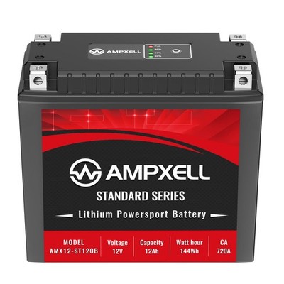 AMPXELL YTX20L-BS Lithium Motorcycle Battery, 12V 12Ah 720 CCA 4.8 lbs Lightw...