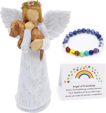 Angel of Friendship Pet Memorial Gift Dog Remembrance Angel Figurine with 7 Ch