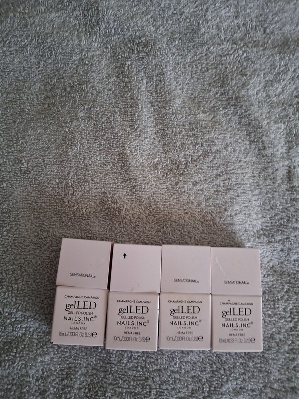 GELED NAILS INC LONDON CHAMPAGNE STORE CLOSEOUT GEL NAIL POLISH 4 BOTTLES