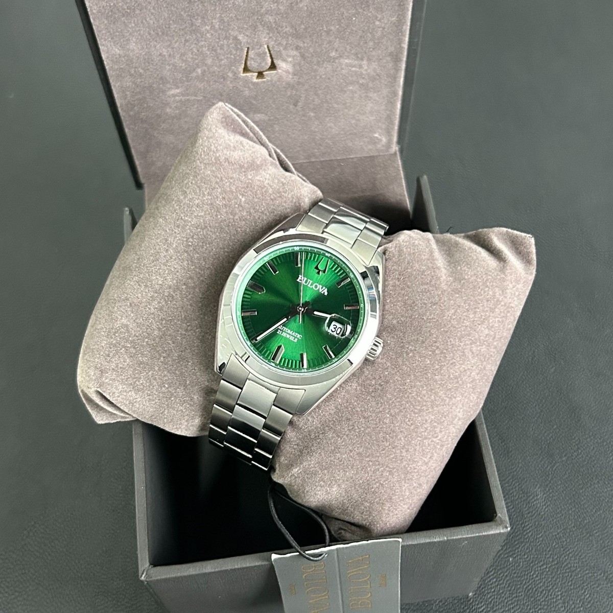 Bulova Surveyor 96B429 Automatic Green Dial Men's Stainless Steel