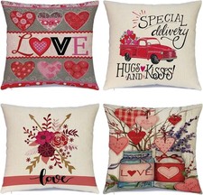 Valentines Day Pillow Covers 18x18 Inch Set of 4 - Valentines