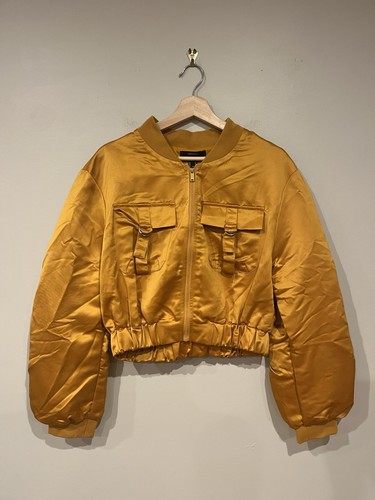 Forever 21 Gold Sheer Bomber Jacket Big Sleeves Women’s Large L - Picture 1 of 3