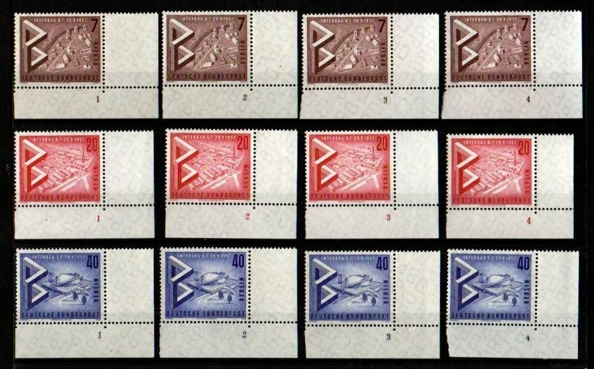 Berlin 160 - 62 Interbau Eckrand unten rechts ** FN 1C - 4C komplett - Bild 1 von 1