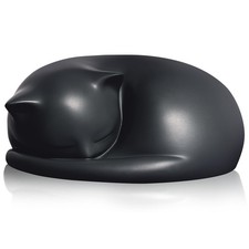 Cat Urn, Black Resin, Sleeping Kitty Pet Memorial Keepsake Funeral Urn for Ca...