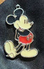 Vintage Walt Disney Productions Mickey Mouse Enamel Necklace Pendant 2" W/ Chain