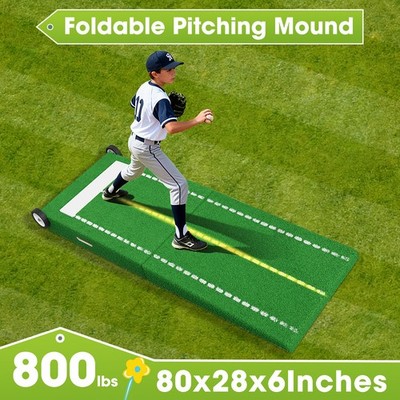 80'' x 28'' x 6'' Portable Pitching Mound with Stride Lines for Softball Training