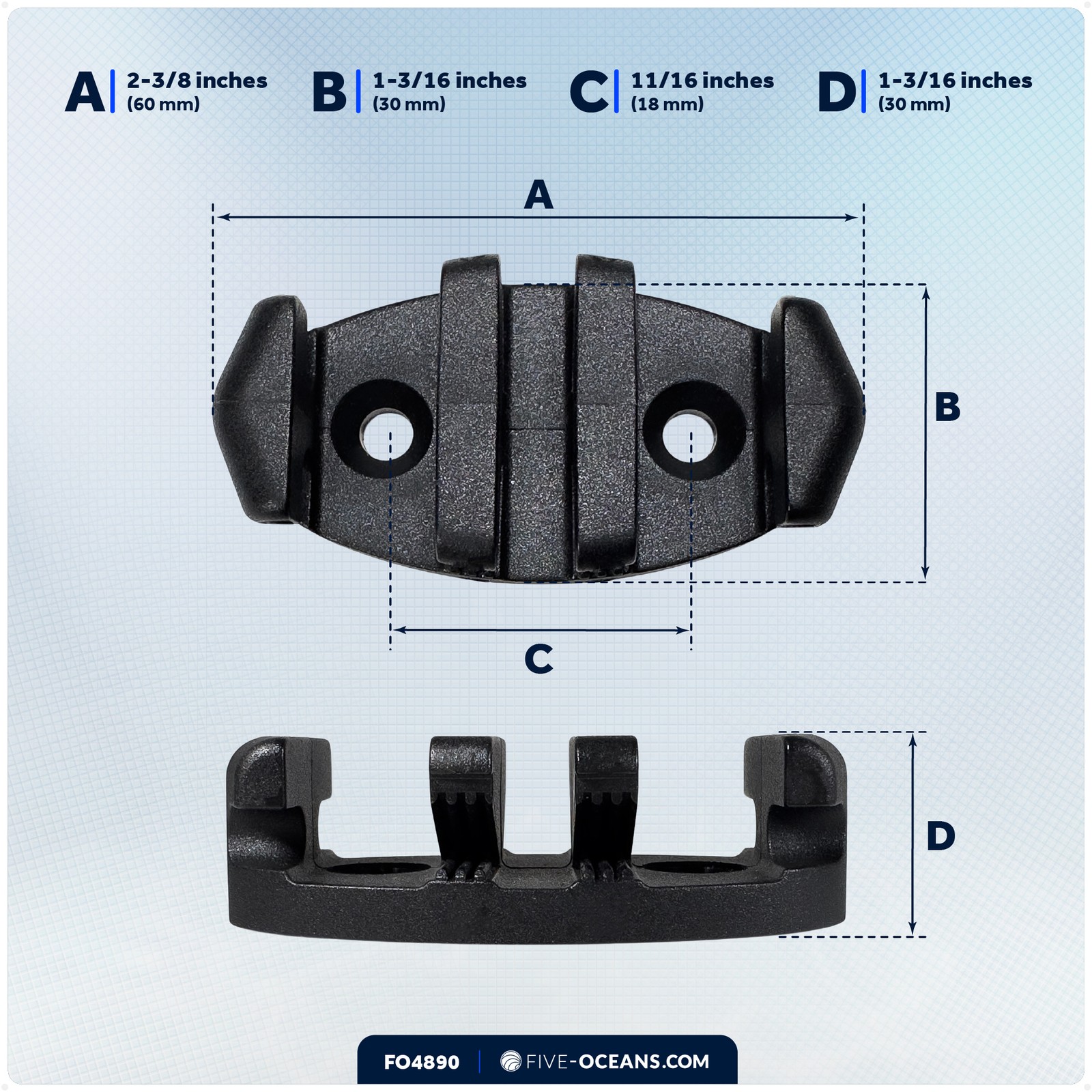 Five Oceans 2-Pack Zig Zag Anchor Cleat, Black Nylon - FO4890