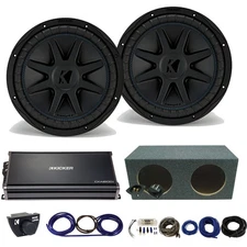 Kicker 44CVX122 CompVX Subs with 43CXA18001 Amplifier Rear Fire Box & Bass Knob