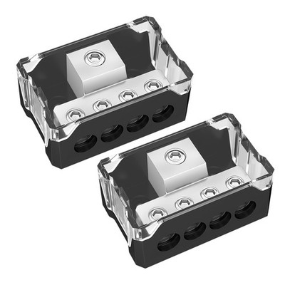 Joinfworld 4 Way Power Distribution Block Car Audio 0/2/4 Gauge Input Black