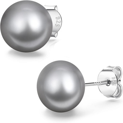Aretes de Perla Cultivada Plata 925 Baño Oro 18K Colores Negro Gris y Blanco