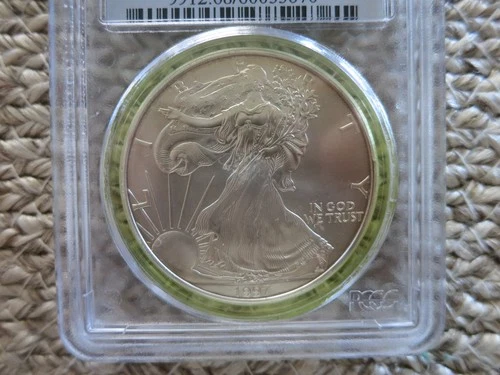 1997 AMERICAN SILVER EAGLE GRADED PCGS MS 68 BRIGHT & SHINY