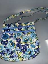 Borsa a mano Vera Bradley Blueberry Blooms floreale tripla zip hipster tracolla