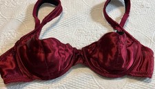 VTG Glossy Second Skin Liquid Satin Size 34B Maroon UW Lined Scalloped Bralette