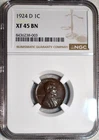 NGC XF-45 BN 1924-D Lincoln Cent, Sharply Struck, Chocolate-Brown specimen.