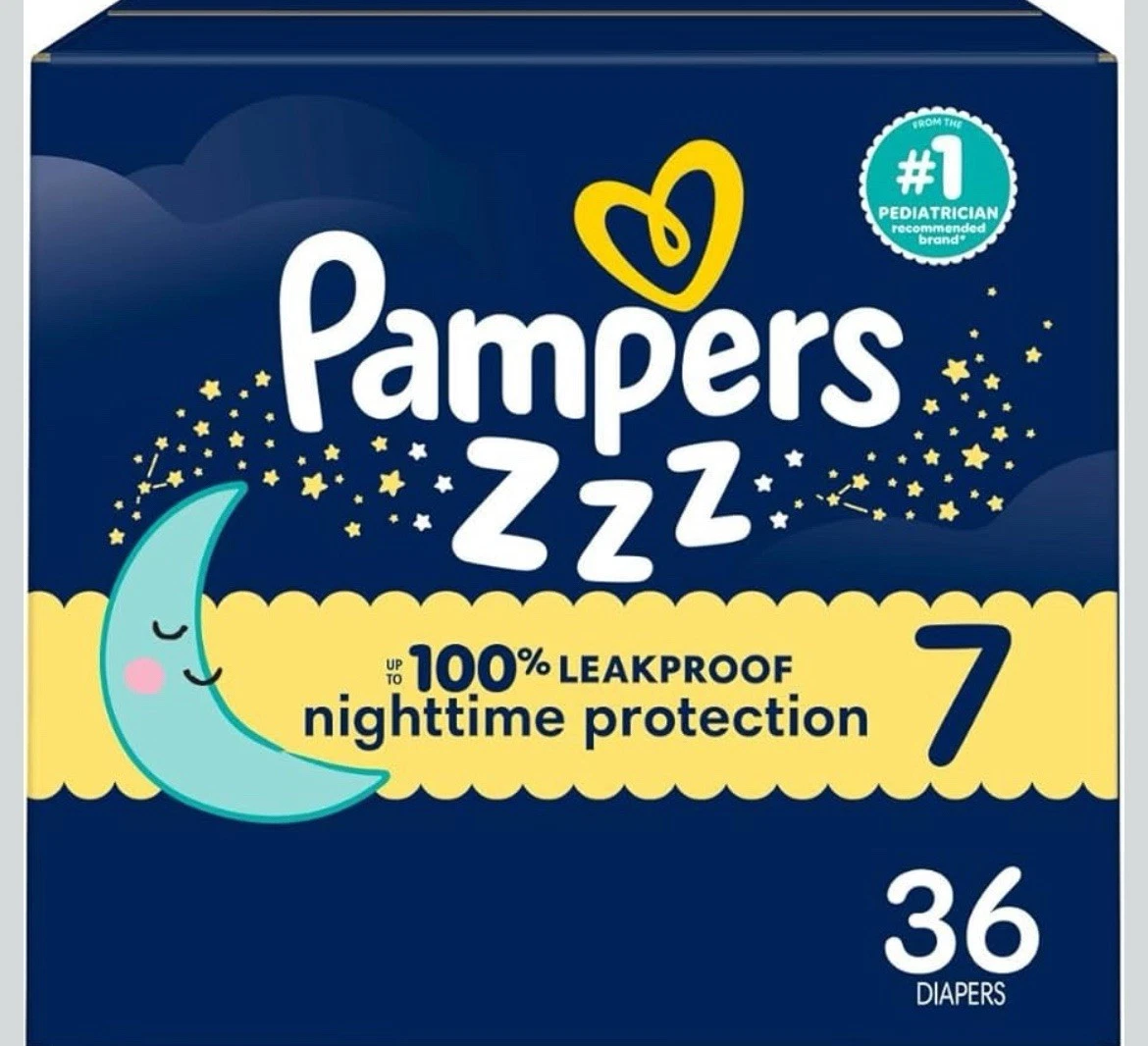 Pampers ZZZ Overnight Diapers, Size 7 (41+ lbs), 36 Count, Nighttime