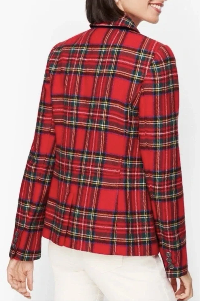 Blazer Talbots Para Mujer Talla 20WP Rojo Mezcla de Lana a Cuadros Completamente Forrado Dos Botones Nuevo con Etiquetas Foto 2 de 4