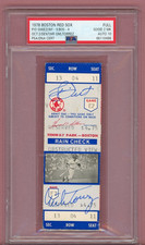 1978 Playoff Yankees vs Red Sox Full Ticket Autographed by Dent & Torrez