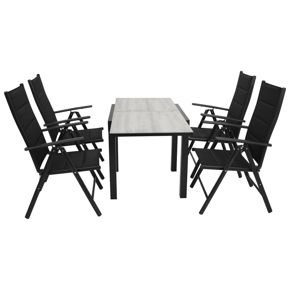 Gartengarnitur Alu Sitzgruppe Gartenmöbel Garnitur FARO Alu Keramik grau 5-teil. - Bild 2 von 4