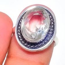 White Topaz Gemstone Handmade 925 Sterling Silver Jewelry All Size Ring For Gift