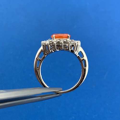 Designer 925 Sterling Silber Feueropal Weißtopas Halo Akzent Cocktail Ring - Bild 4 von 6