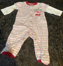 NWOT CIRCO GIRL'S ONE PIECE SLEEPER COTTON STRIPED SANTA LOVES ME SIZE NEWBORN