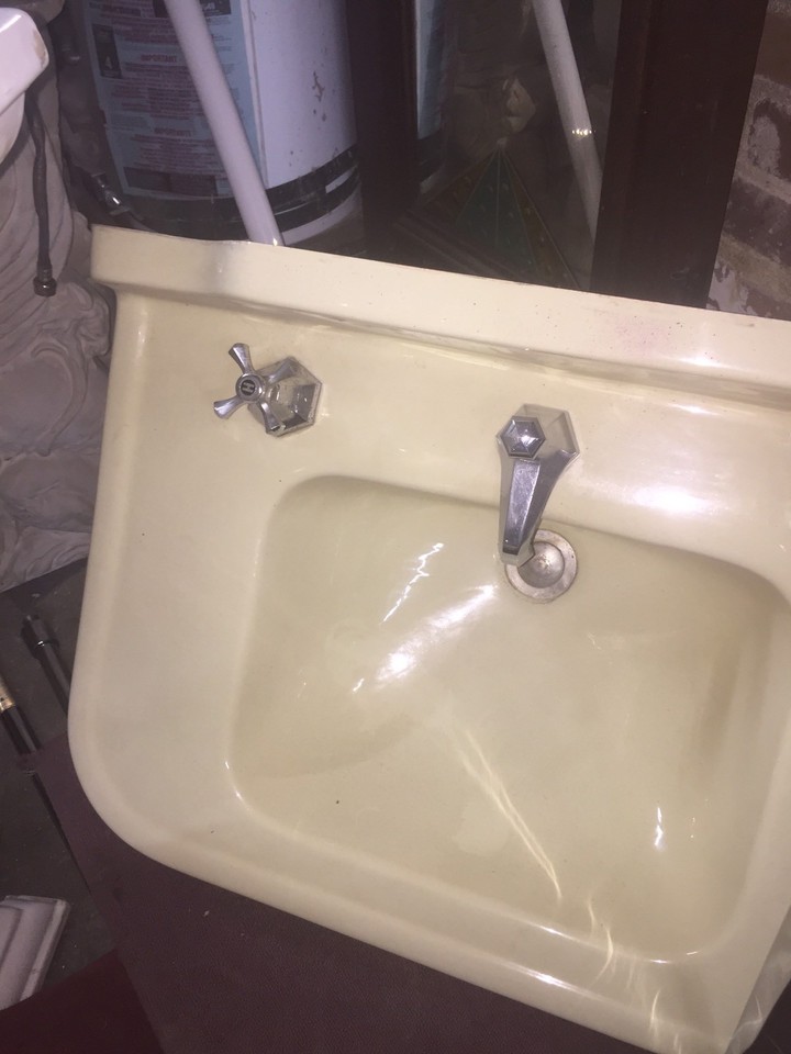 Vintage Mid Century Yellow Bathroom Sink Chrome Legs Rod McKuen eBay