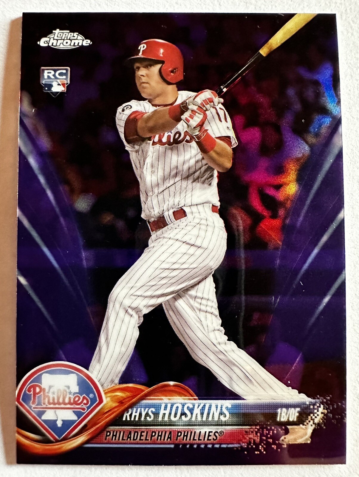 2018 Topps Chrome - Rhys Hoskins - Purple Refractor - Rookie RC /299