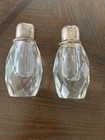 VINTAGE PAIR OF HEAVY CRYSTAL SALT & PEPPER SHAKERS WITH SILVER PLATE TOPS — photo 3