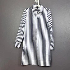 Carlisle Collection Tunic Dress Size 2 Long Sleeves Striped Blue White Nautical