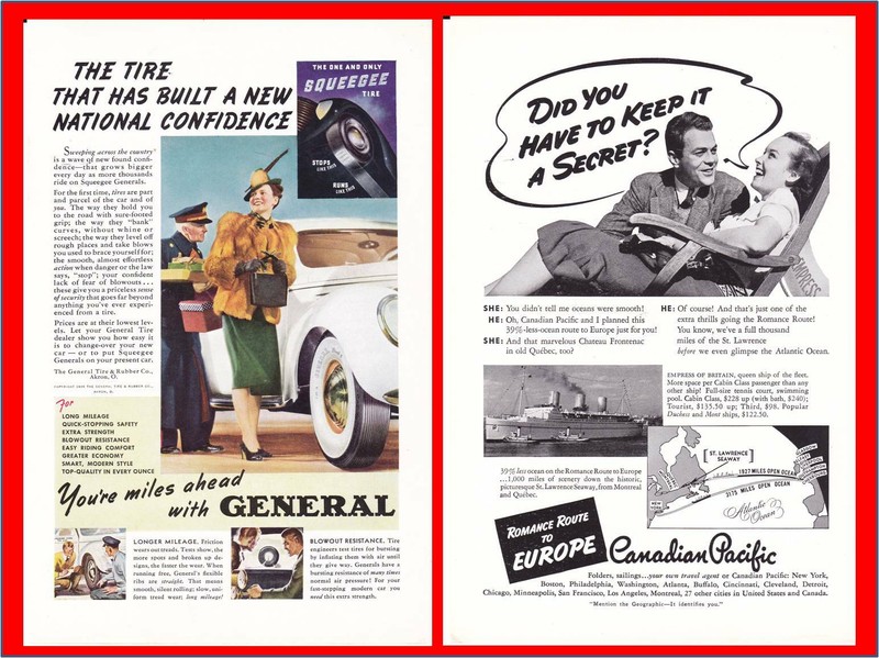 1939 General Tire & Rubber Squeegee - Canadian Pacific Cruise Line Print Ad L94B
