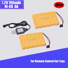 2pcs 7.2V 700mAh Ni-Cd AA Battery Pack Rechargeable For RC Car Toys SM-2P Plug