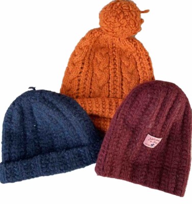 ABERCROMBIE AND FITCH Winter Beanie Lot Of 3, Pom Orange