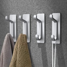 Self Adhesive Hooks Sticky Extra Strong Hanging up to 6KG Metal Heavy Duty 4/6pc