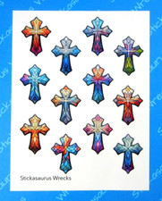 Stained Glass Crosses Sticker Sheet