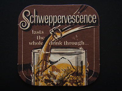 SCHWEPPERVESCENCE LAST THE WHOLE DRINK THROUGH CIRCA 1920 BOMBAY BOTTLE COASTER