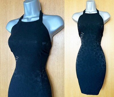 Karen Millen UK 12 Tie Halter Neck Black Jacquard Cocktail Evening Mini Dress 40 | eBay Karen Millen UK 12 Tie Halter Neck Black Jacquard Cocktail Evening Mini Dress 40 | eBay