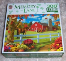 Memory Lane Rolling Pastures Horses Barn EZ Grip Big 300 Piece Jigsaw Puzzle EUC