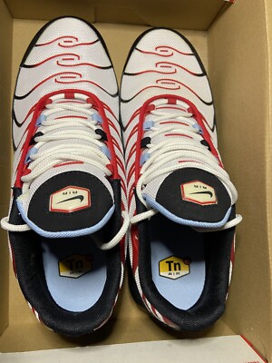 Men's Nike Air Max Plus Sneakers US 9.5 D WHITE BLACK RED RARE