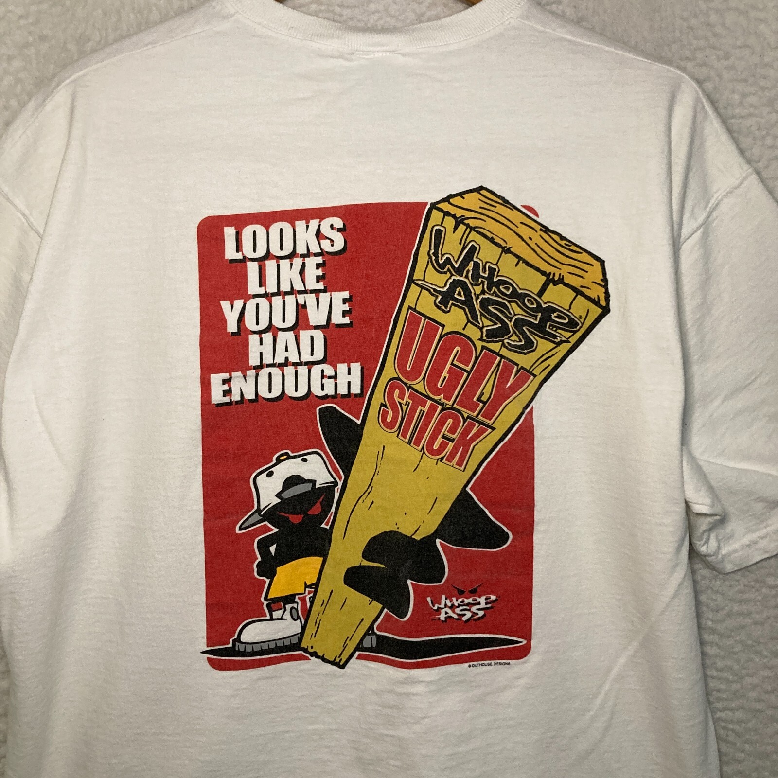 Vtg 90s Whoop Ass Sportswear Outhouse Udamon Ugly Stick Shirt Men XL Graphic Tee