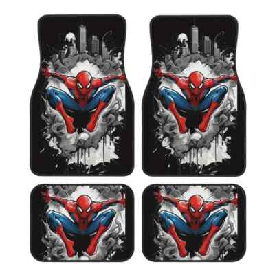 Spider-Man Car Floor Mats Marvel Theme Anti-Slip Gift For SUV Truck Sedans