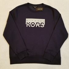 MSRP 98.00 MICHAEL KORS Men's Pullover LOGO Sweatshirt NAVY BLUE
