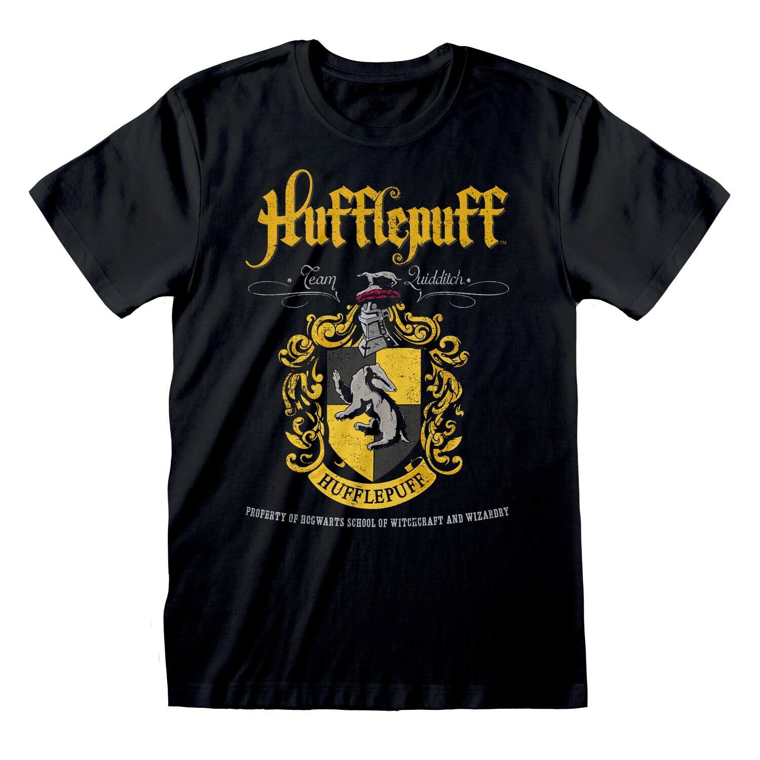 Camiseta Harry Potter "Hufflepuff Black Crest" OFICIAL