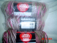 FREE SHIP 3 Sks of Red Heart Super Saver WW Yarn Pink Camo  0972