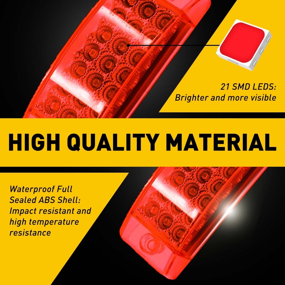 All Star LED Clearance Lights Pack Of 10 10 Amber 21 LED Side Marker Clearance Lights - 12V Rectangular For Truck, Trailer, Camper LED Side Marker Lights - Foto 8