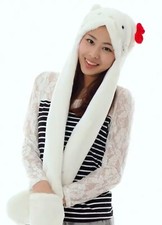 HELLO KITTY PLUSH HAT GLOVE EARMUFF 3 IN 1