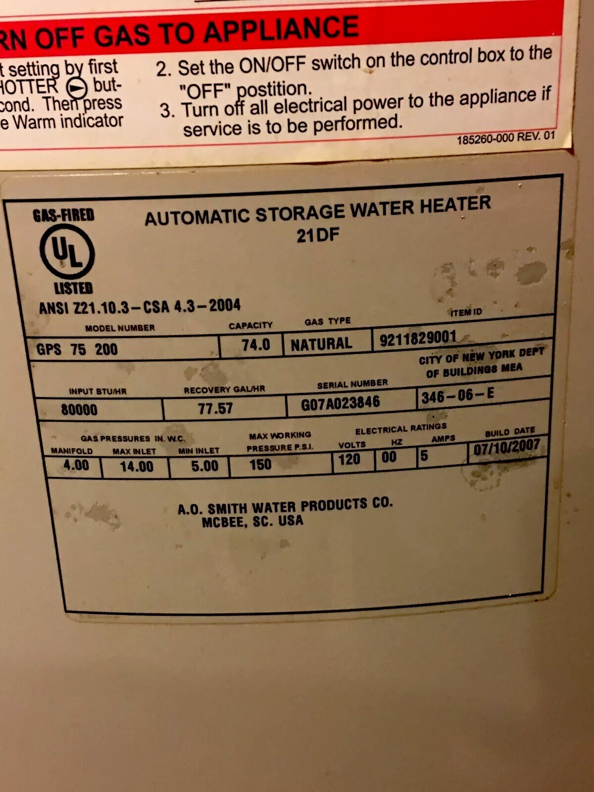 AO Smith Pro Max Gas Direct Vent 75 Gal Water Heater Burner Assembly | eBay