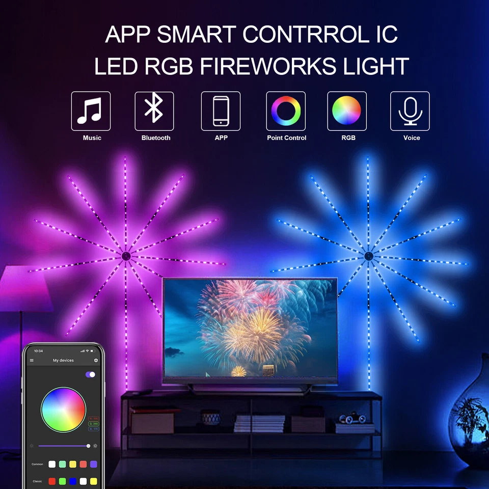RGB IC LED Feuerwerk Stripe Lichterkette Bluetooth APP Traumfarben Band Leuchte - Bild 4 von 4